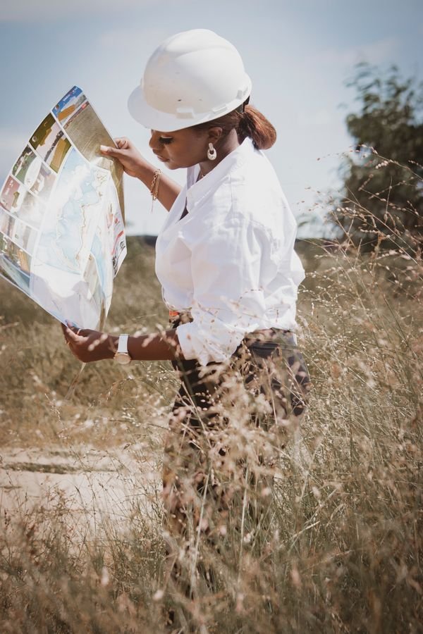 Civil engineer reviewing site plans for a community water system